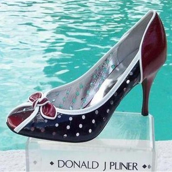 Donald J. Pliner Shoes - Couture Perforated Patent Leather Pump Shoe Peep T Donald J. Pliner Shoes - Couture Perforated Patent Leather Pump Shoe Peep T